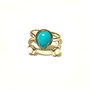 Two 925 Sterling Rings That Are Stackable Turquoise Ring And White Agate
